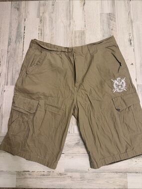 Avirex Men's Cargo Shorts in Khaki with Embroidered Crest